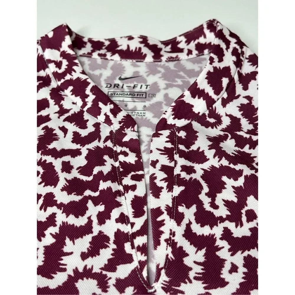 Nike Burgundy White Floral Nike Dri Fit Tank Gold Tennis Active Size L